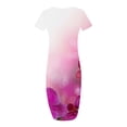 thumbnail image 6 of WTXUE Maxi Dresses, Beach Dress Short Sleeve Split Crew Neck, Women Casual Loose Dress Slit Side Side Summer Long Skirt Sundress Tie Dye A-Line Maxi Women, Pink Size M, 6 of 6