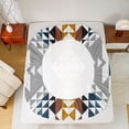 thumbnail image 5 of Homewish Southwestern Aztec Geometric Queen Sheet Sets,Retro Rhombus Stripe Flat Sheet,Gray Brown Queen Fitted Sheet For Boys Kids,Microfiber Bedroom Decor,4 Pieces, 5 of 7