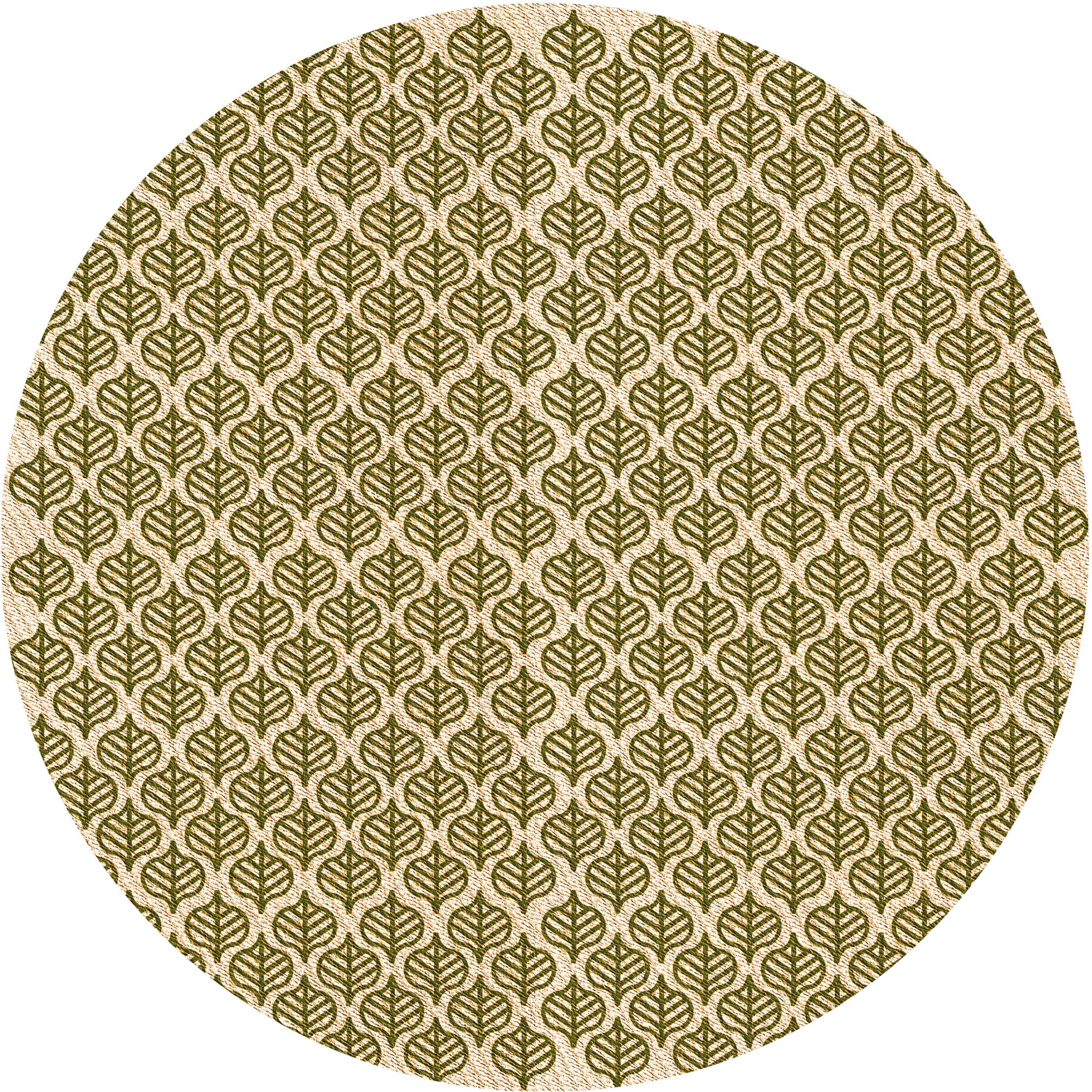 Ahgly Company Indoor Round Patterned Khaki Gold Area Rugs, 8' Round