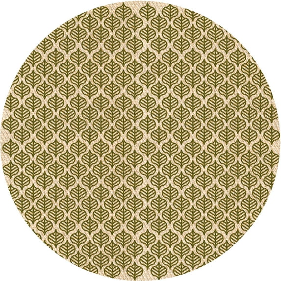 Ahgly Company Indoor Round Patterned Khaki Gold Area Rugs, 3' Round