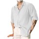 thumbnail image 2 of Blusa y camisa de manga larga con cuello vuelto para hombre, jersey de color liso con botones, blusa de manga larga con cuello vuelto, blusa para hombre, blusa de poliéster, 2 of 6