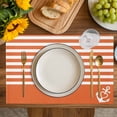 thumbnail image 4 of Orange Anchor Placemats Set of 6, Modern Nautical White Geometric Stripes Placemats for Dining Table, Place Mats for Kitchen Tabletop, Waterproof Wipeable Dining Table Mats Set, 4 of 9
