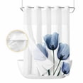 thumbnail image 2 of Blue Tulip Flower No Hook Shower Curtain Waterproof,Bathroom Curtains with Snap in Liners and See Through Top Window,Vintage Spring Plant Floral Botanical Hotel Bathtub Curtains Shower 60"Wx72"L, 2 of 8