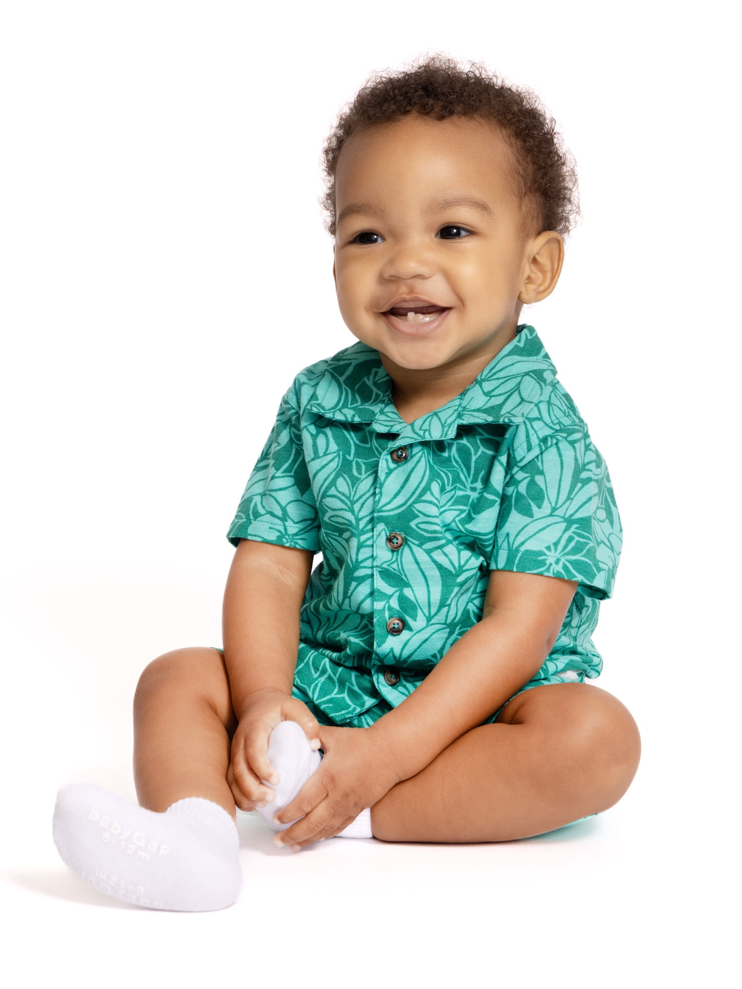 Wonder Nation Baby Boys Short Sleeve Printed Collared Button Top and Matching Shorts Set, Sizes 0/2M-24M