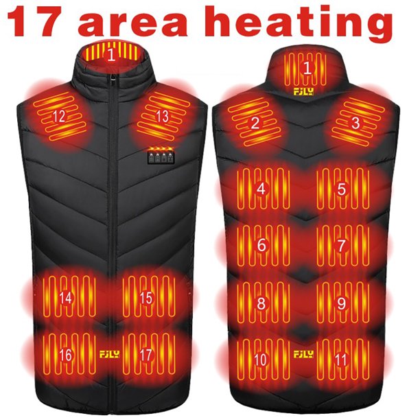 Chaleco Calentado Chaleco calefactable para hombres y mujeres, chaleco calefactable para caza, senderismo, camping (negro XXXL)