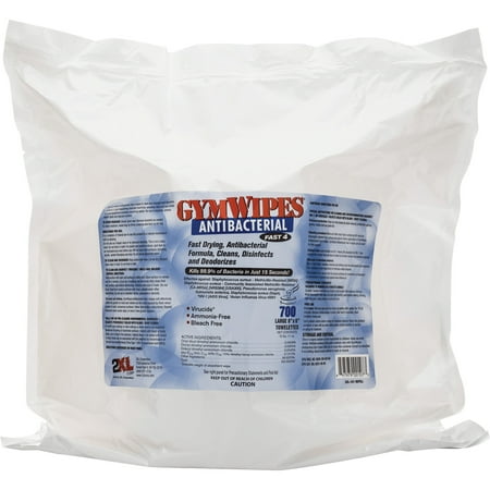 2XL, TXLL101, GymWipes Antibacterial Towelettes Bucket Refill, 1 Each, White