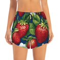 thumbnail image 2 of Balery Strawberry2 Pantalones cortos deportivos para mujer con forro y dos bolsillos, elásticos, para entrenamiento, gimnasio, yoga-Medium, 2 of 7