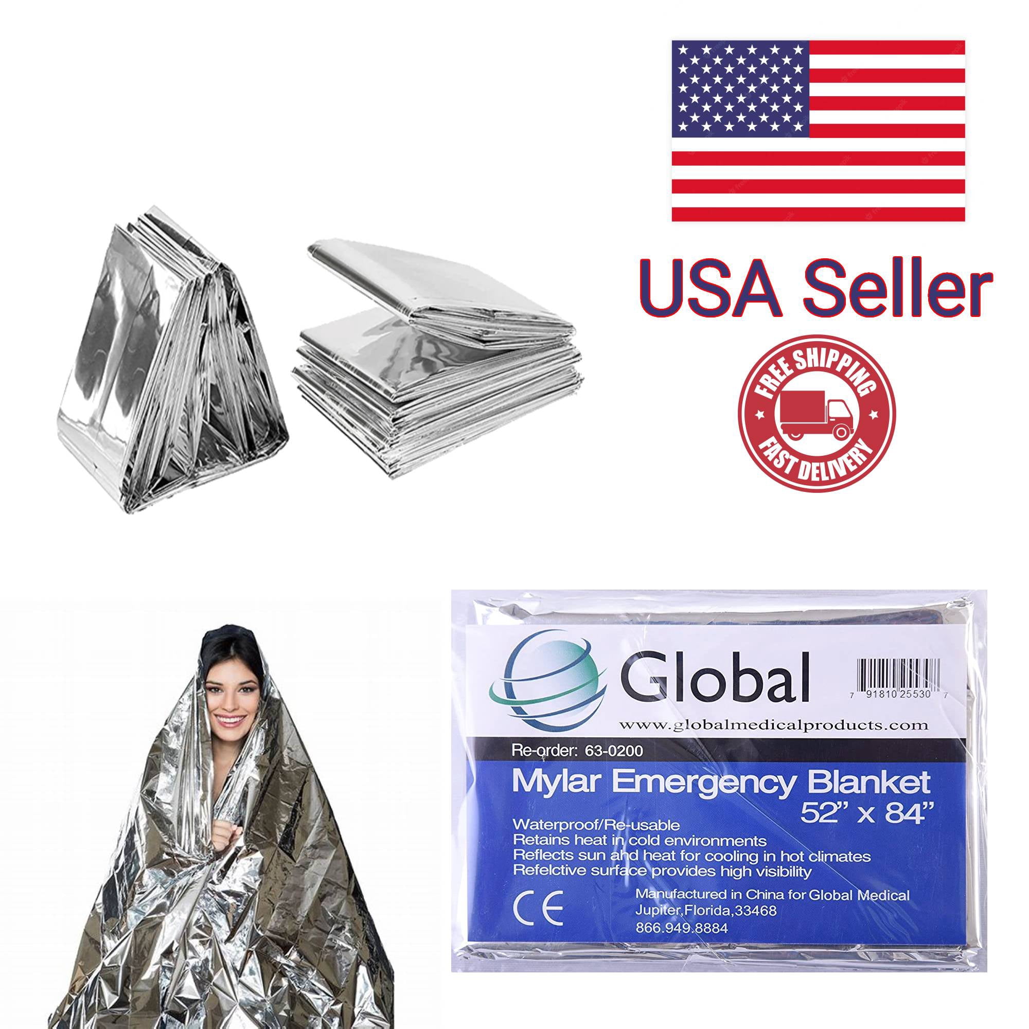 Emergency Mylar Thermal Blankets - Space Blanket Survival Kit Camping Blanket (40-Pack). Perfect for Outdoors, Hiking, Survival, Bug Out Bag，Marathons, or First Aid
