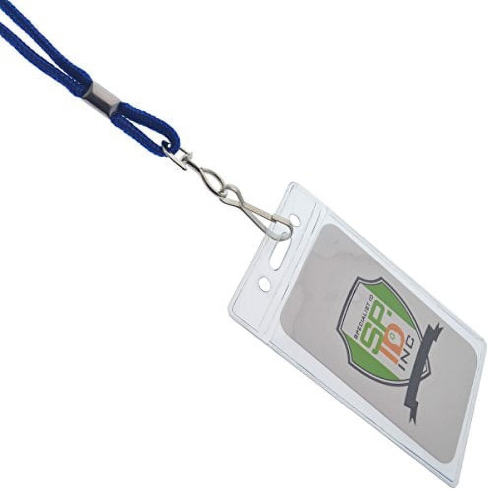 25 Pack - Premium Name Tag Badge Holders with Lanyards - Vertical Clear Plastic Card Pouch and Lanyard Holder for School and Events by Specialist ID (Royal Blue)
