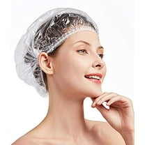 OMWAH 100 PCS Disposable Shower Caps Large Clear Waterproof Processing Conditioning Plastics Elastic Shower Cap For Kids, Girls, Travel, Spa, Hotel, and Home Use (100 PCS)…