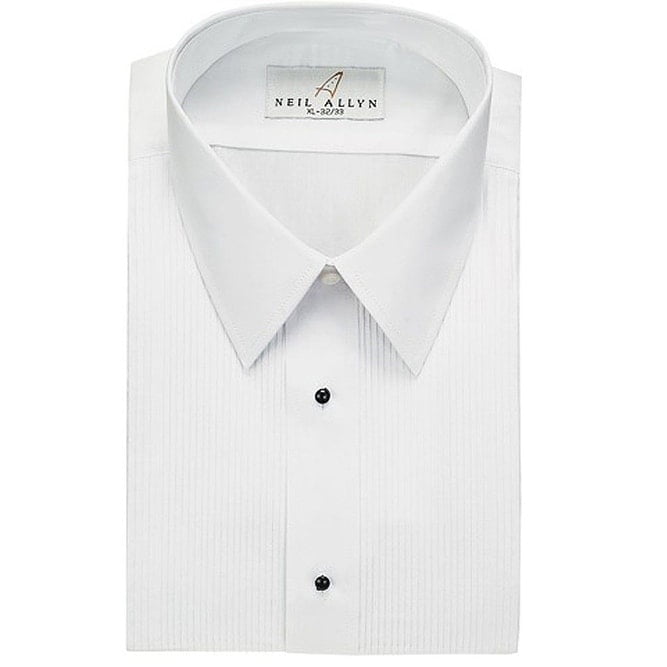 White White 19-36/37 Neil Allyn Mens Tuxedo Shirt Poly/Cotton Wing Collar 1/4 Inch Pleat Tag 3XL 