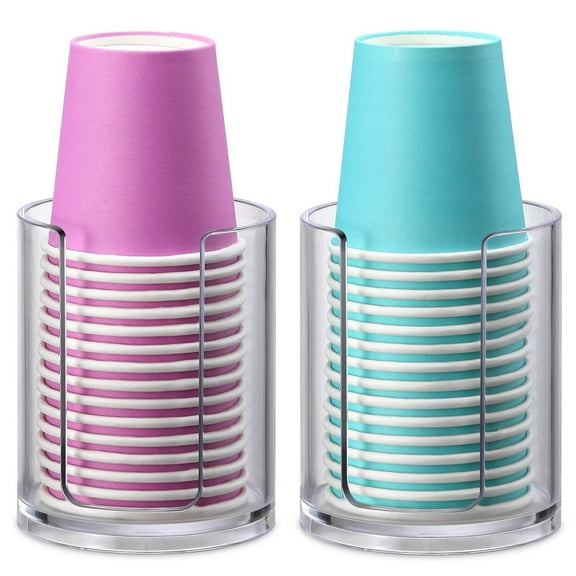 2 Pack Bathroom Cup Dispenser, Small Disposable Paper Cup Holder,Compact Mouthwash Cups Holder PC Cup Dispenser for Bathroom Vanity Countertop