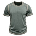 thumbnail image 5 of Umfun Men Contrast Stitch Short Sleeve Crew Neck T-Shirt Slim Fit Casual Wear for Sports and Daily Casual, 5 of 7