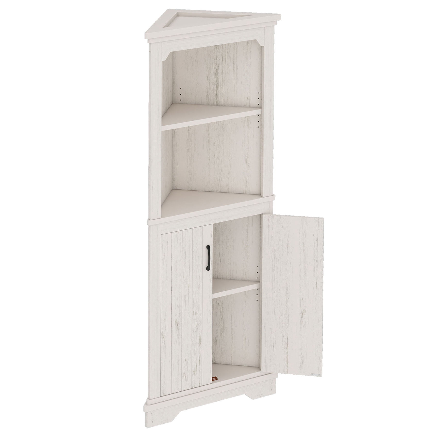 S-HOME Ample Storage Tall Corner Cabinet with Doors and Shelves For Living Room or Bathroom Stylish MDF Furniture, Beige