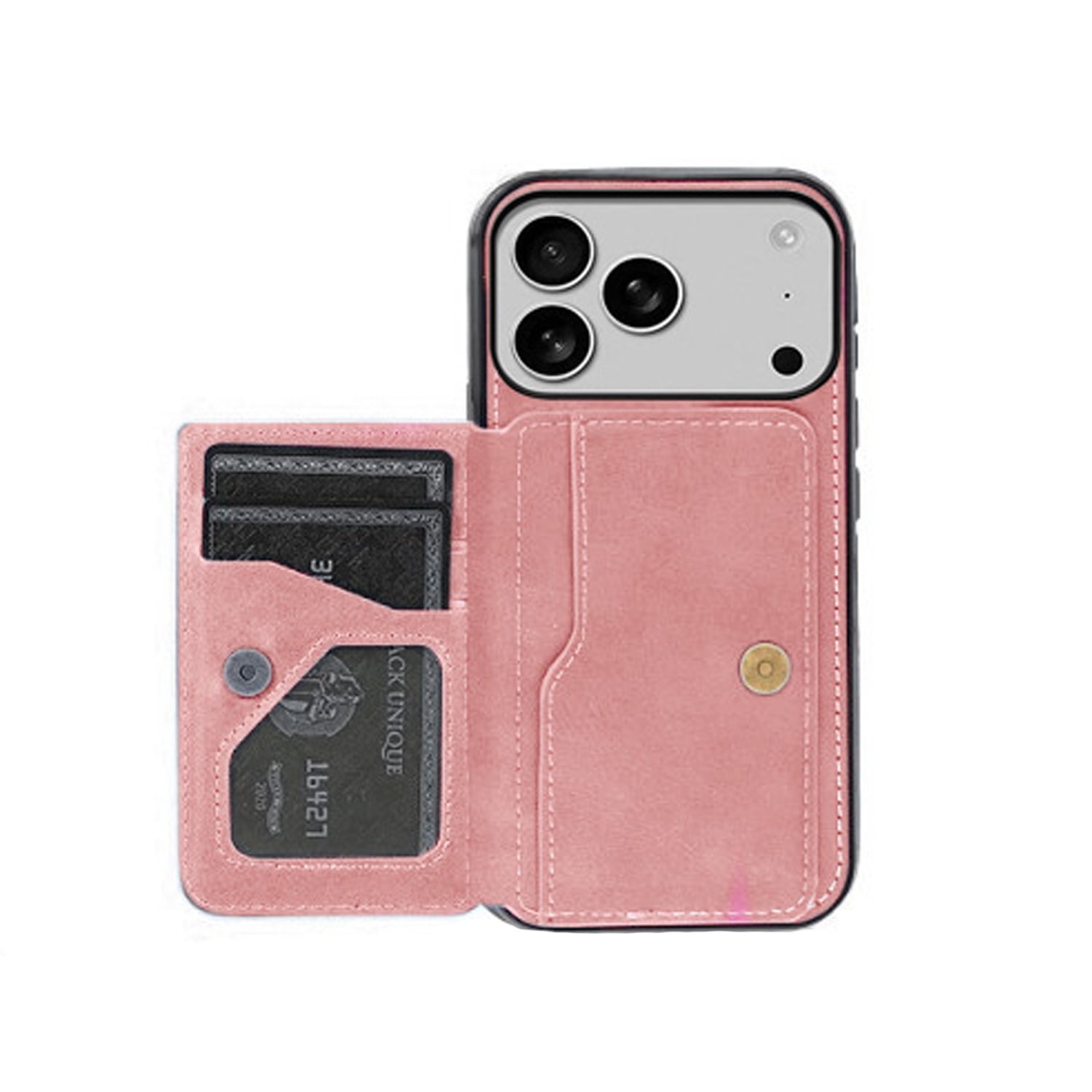 Classic Leather Card Holder Wallet Case for iPhone 17 Pro Max - Pink