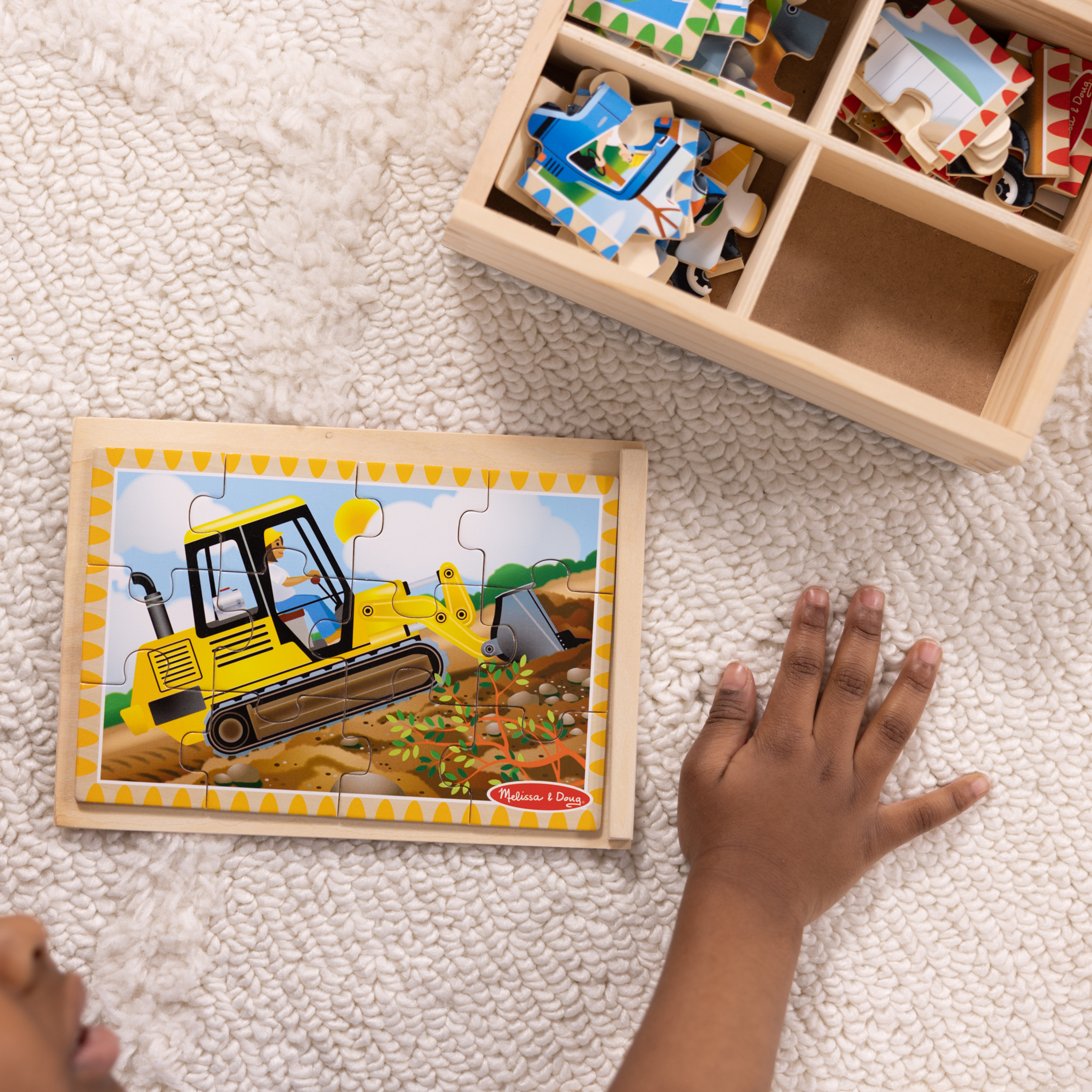 Melissa & Doug Construction Vehicles 4-in-1 Wooden Jigsaw Puzzles in a Box (48 pcs) - FSC Certified - image 3 of 10