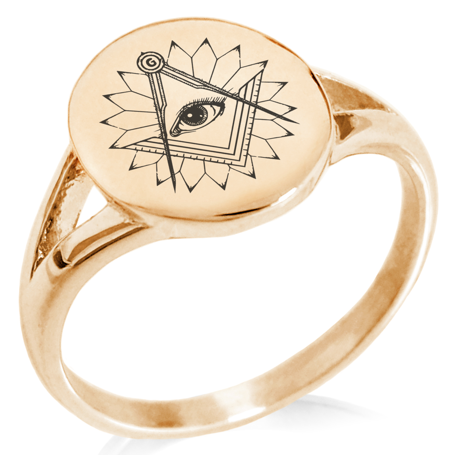 Naivo Men's Golden Freemason Ring - 316L Stainless Steel All-Seeing Eye Logo, Sizes 7-13, 8mm Width - View #4