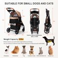 thumbnail image 3 of SKISOPGO Dog Strollers for Small Dogs Cats, No-Zipper Pet Strollers, Khaki, 3 of 7