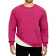 thumbnail image 4 of Fshiont Men's Sherpa Lined Sweatshirts Warm Soft Crewneck Sweatshirts Heavyweight Winter Pullover Kangaroo with Pouch Pocket Hot Pink XL, 4 of 4