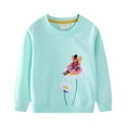 thumbnail image 2 of NAISIBABY Toddler Girls Sweatshirt, Long Sleeve Crew Neck Fashion Graphic Cotton Casual Pullover Tops Light Blue 5T, 2 of 4