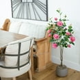 thumbnail image 3 of Nearly Natural Rose Artificial Potted Tree - 4' - Pink and Green, 3 of 7