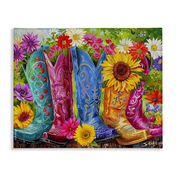 Cowboy Boots and Sunflowers Canvas Wall Art, design by Shawna Stewart