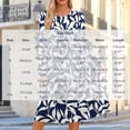 thumbnail image 3 of HAPIMO Round Neck Floral Print Pleated Dress Women Casual Dress for Daily Wear Navy M, 3 of 7