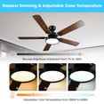 thumbnail image 3 of DELight 2 Pack 52" Ceiling Fan with Light, Remote Control, 3 Color Temperature 6 Speeds DC Reversible Motor, Timing, Dimmable for Bedroom Living Room Farmhouse Patio Brown, 3 of 9