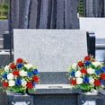 thumbnail image 4 of Artificial Flowers for christmas Artificial Memorial Flowers Outdoor Decorations Realistic Roses Patriotic Cemetery Flowers for 4th of July Independence Day Decor Home, 4 of 9