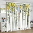 thumbnail image 4 of Yellow Lemon Curtains, Fruit Blue White Floral Rural Farmhouse Spring Summer Print for Room Window Decor, Rod Pocket Blackout Drapes for Living Room Bedroom Kitchen 2 Panel Set 27.5"W X 63"L, 4 of 6