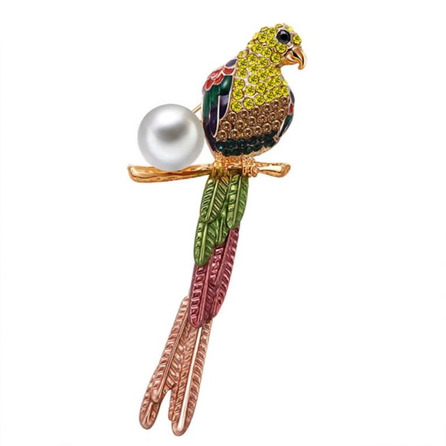 Broche de pájaro de circonio chapado en oro de aleación para mujer, accesorio de joyería femenina