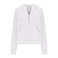 thumbnail image 5 of larppty Womens Sweatshirts Half Zip Cropped Pullover Fleece Hoodies 2025 Fall Fashion Outfits Clothes (White, L), 5 of 6