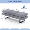 thumbnail image 3 of Costway Waiting Room Bench Seating with Metal Frame Leg Upholstered Reception Bench Grey, 3 of 9