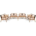 thumbnail image 2 of Patiojoy 8PCS Patio Rattan Furniture Set Wood Frame Cushioned Sofa with Coffee Table Sectional Conversation Sofa Set for Garden Brown, 2 of 8