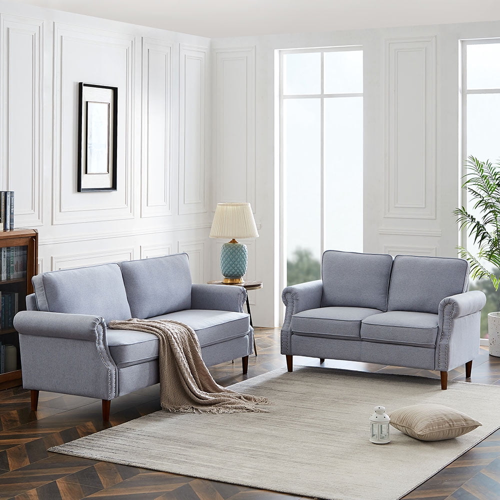 Kepooman Modern 2 Piece Sofa and Loveseat Set for Living Room Bedroom Office, Gray Kepooman Modern 2 Piece Sofa and Loveseat Set for Living Room Bedroom Office, Gray