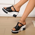 thumbnail image 3 of Rokment Womens Platform Wedge Backless Slides Sandals Ladies Openwork Leather Peep Toe Color Block Chunky Heels Mules Dress Slip on Slippers Summer 2026, 3 of 8