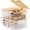 White, variant on 4 Pcs Black Metal Wire Basket with Wooden Handles and Bamboo Lids 14.37" x 8.58" x 6.5" Mesh Steel Basket Stackable Storage Bins Organizer Containers for Vegetables Fruit Home Cabinet Pantry