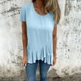 thumbnail image 2 of Wlynlyn Womens Tops Short Sleeve Shirts Scoop Neck T Shirts Ruffle Hem Dressy Casual Blouses M, 2 of 9