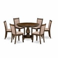 thumbnail image 2 of East West Furniture 7 Piece Dinner Table Set Includes a Dining Table and 6 Dark Khaki Linen Fabric Dining Chairs with High Back - Distressed Jacobean Finish, 2 of 2