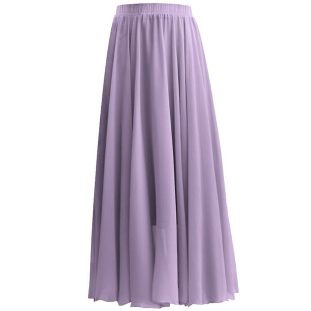 Gibobby faldas cargo de color sólido de verano para mujer Falda larga de cintura alta para mujer(Morado, M)