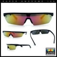 thumbnail image 3 of 80s Half Rim Narrow Rectangle Shield Retro Plastic Sport Plastic Sunglasses Black - Purple Mirror, 3 of 8