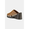 thumbnail image 2 of GANNI Womens Brown 1-1/2" Wood-Grain Platform Studded Round Toe Wedge Slip On Leather Slide Sandals Shoes 36, 2 of 3