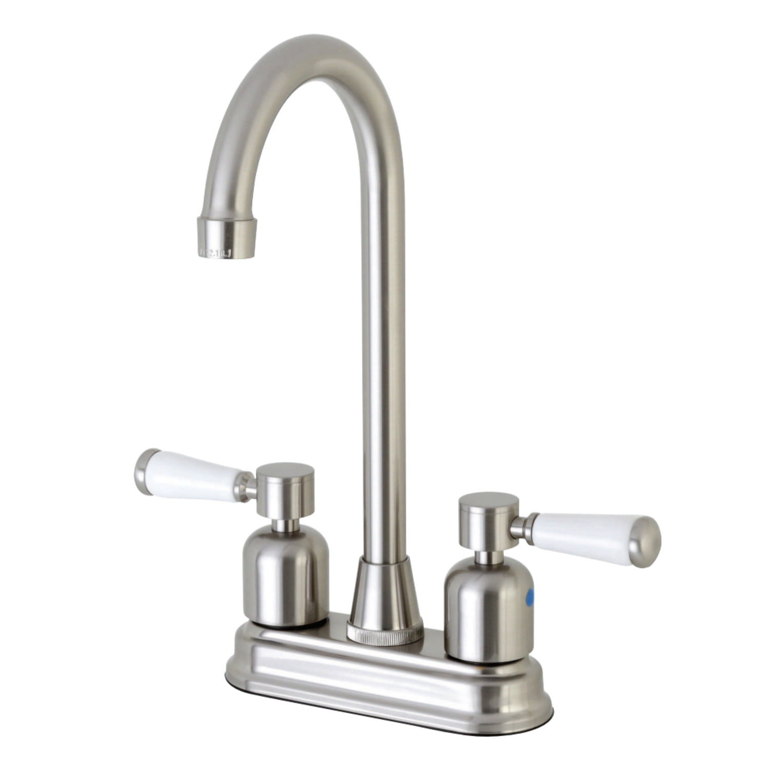 Kingston Brass FB498AL Victorian 4-Inch Center Set High-Arch Bar Faucet Brushed Nickel 4-3/4 in Spout Reach