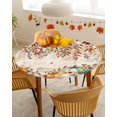 thumbnail image 4 of Round Fitted Tablecloths with Elastic Edge Thanksgiving Pumpkin Farm Harvest Oil-Proof Waterproof Wipeable Table Cover for Kitchen Dining Party Decor Fall Flower Retro Letter Table Clothes,45" - 54", 4 of 6