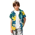 thumbnail image 3 of Abcomgle Boys Hawaiian Shirt Size 10-12 Button Down Short Sleeve Boys Beach Outfit Cartoon Floral Print Vacation Boys Floral Shirt,Dark Green,9-10Years, 3 of 5