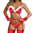 thumbnail image 1 of Intimates Ensemble de Lingerie de Noël 5 Pcs pour Femmes 1 Soutien-Gorge & 1 String & 1 Porte-Jarretelles & 2 sous-Vêtements Rouges Ensemble de Lingerie de Nuit avec Armatures, 1 of 6