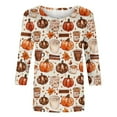 thumbnail image 5 of VKOYWKM Halloween T-Shirts for Women 3/4 Length Sleeve Womens Tops Fall Crew Neck Loose Spooky Pumpkin Ghost Graphic T Shirts Halloween Costume, 5 of 5