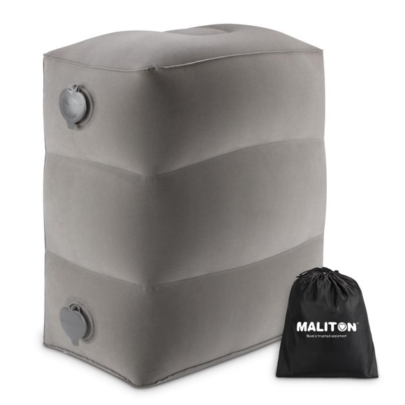 Almohada inflable de viaje para reposapiés, color gris Maliton, paquete de 1
