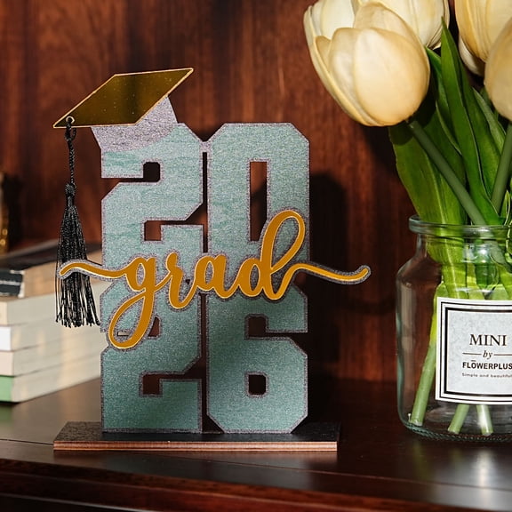 2026 Graduation Party Decorations Wooden Class of 2026 Table Centerpieces Grad Congratulate Table Toppers for College Graduation Party Favor Supplies Photo Booth Props