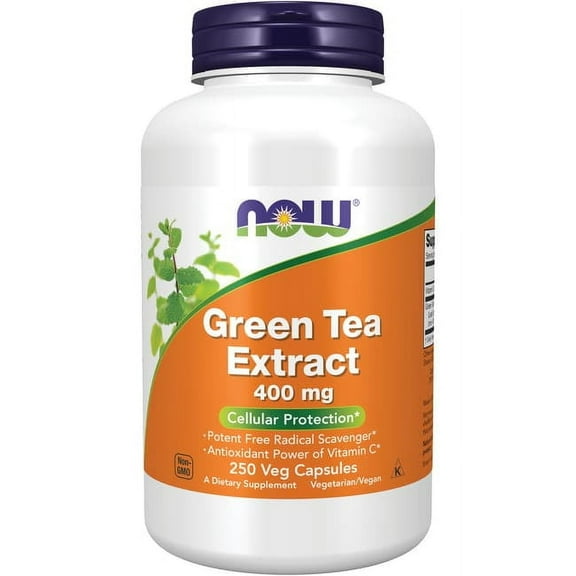 NOW Supplements, Green Tea Extract 400 mg with Vitamin C, Cellular Protection*, 250 Veg Capsules